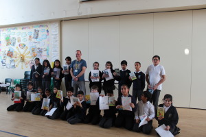 KS2 winners with signed copies of Steve's books.