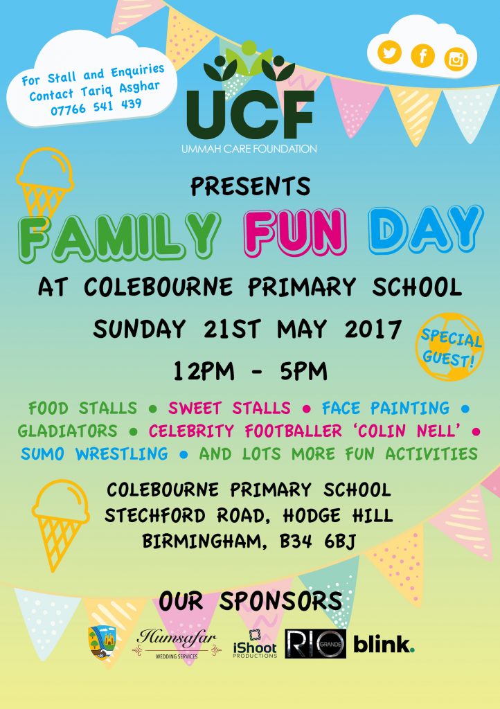 Family Fun Day – Sunday 21st May – Colebourne Primary School